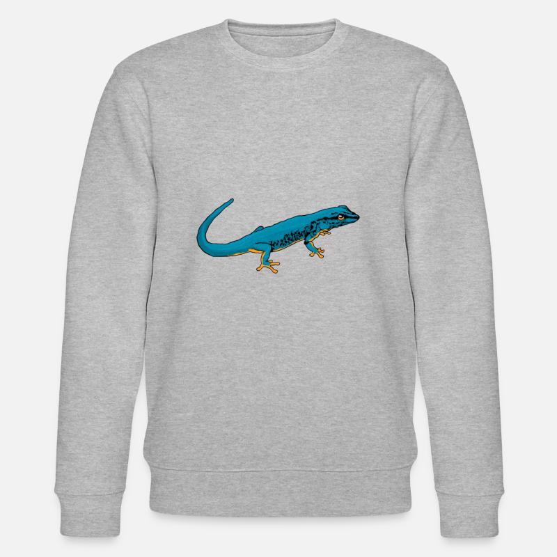 Tegning - Himmelblå dværgdag Gekko - Stanley/Stella økologisk unisex-sweatshirt CHANGER  - grå meleret