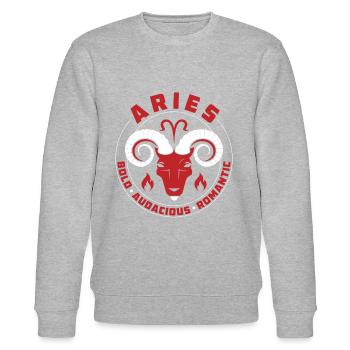 Aries Zodiac Signs Features - Stanley/Stella CHANGER Unisex Organic Sweatshirt - heather grey - Front - Nik (191cm) & Marisol (170cm)