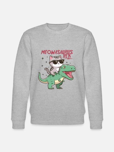 Cool kattunge på T-Rex Funny Dinosaur Trend - Ekologisk sweatshirt CHANGER unisex från Stanley/Stella - gråmelerad