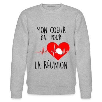 Mon Coeur L'île De La Réunion - Sweat bio CHANGER Stanley/Stella Unisexe - gris chiné - Devant - Nik (191cm) & Marisol (170cm)