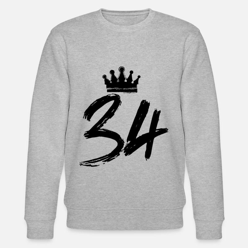 34 Zahl Krone - Stanley/Stella Unisex Bio-Sweatshirt CHANGER  - Grau meliert