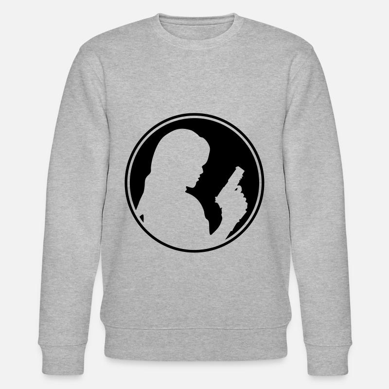 Frau Pistole silhouette kreis - Stanley/Stella Unisex Bio-Sweatshirt CHANGER  - Grau meliert