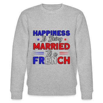 French Flag French Roots Gift - Stanley/Stella CHANGER Unisex Organic Sweatshirt - heather grey - Front - Nik (191cm) & Marisol (170cm)