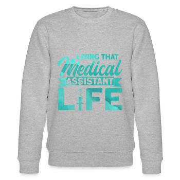 Medizinische Schule Medizinische Assistentin Assis - Stanley/Stella Unisex Bio-Sweatshirt CHANGER  - Grau meliert - Vorne - Nik (191cm) & Marisol (170cm)