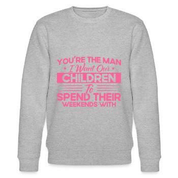 Scheidung Ex Partner Auflösung der Ehe Geschenk - Stanley/Stella Unisex Bio-Sweatshirt CHANGER  - Grau meliert - Vorne - Nik (191cm) & Marisol (170cm)