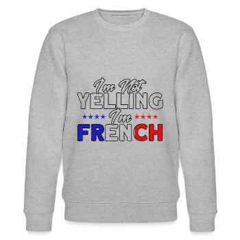 French Flag French Roots Gift - Stanley/Stella CHANGER Unisex Organic Sweatshirt - heather grey - Front - Nik (191cm) & Marisol (170cm)