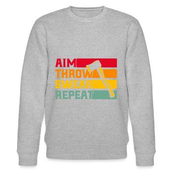 Professional axe throwing competitions in axe throwing - Stanley/Stella CHANGER Unisex Organic Sweatshirt - heather grey - Front - Nik (191cm) & Marisol (170cm)