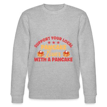 Fluffy Flat Cake Pancake Lovers Pan Pank - Sweat bio CHANGER Stanley/Stella Unisexe - gris chiné - Devant - Nik (191cm) & Marisol (170cm)