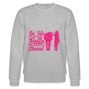 Reiter Pferde Reiten Geschenk - Stanley/Stella Unisex Bio-Sweatshirt CHANGER  - Grau meliert - Vorne - Nik (191cm) & Marisol (170cm)
