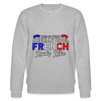 French Flag French Roots Gift - Stanley/Stella CHANGER Unisex Organic Sweatshirt - heather grey - Front - Nik (191cm) & Marisol (170cm)