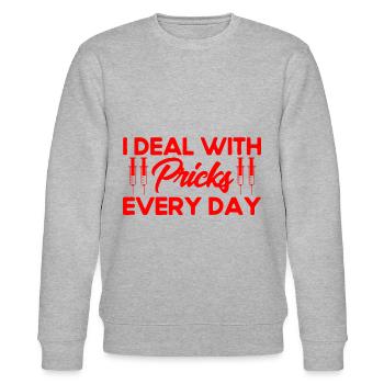 Phlebotomist Phlebotomie Phlebotomist Tech Geschen - Stanley/Stella Unisex Bio-Sweatshirt CHANGER  - Grau meliert - Vorne - Nik (191cm) & Marisol (170cm)