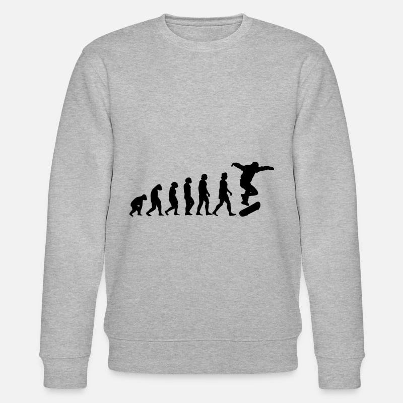 Skater Evolution Skateboard Skateboarding Gift - Stanley/Stella CHANGER Unisex Organic Sweatshirt - heather grey
