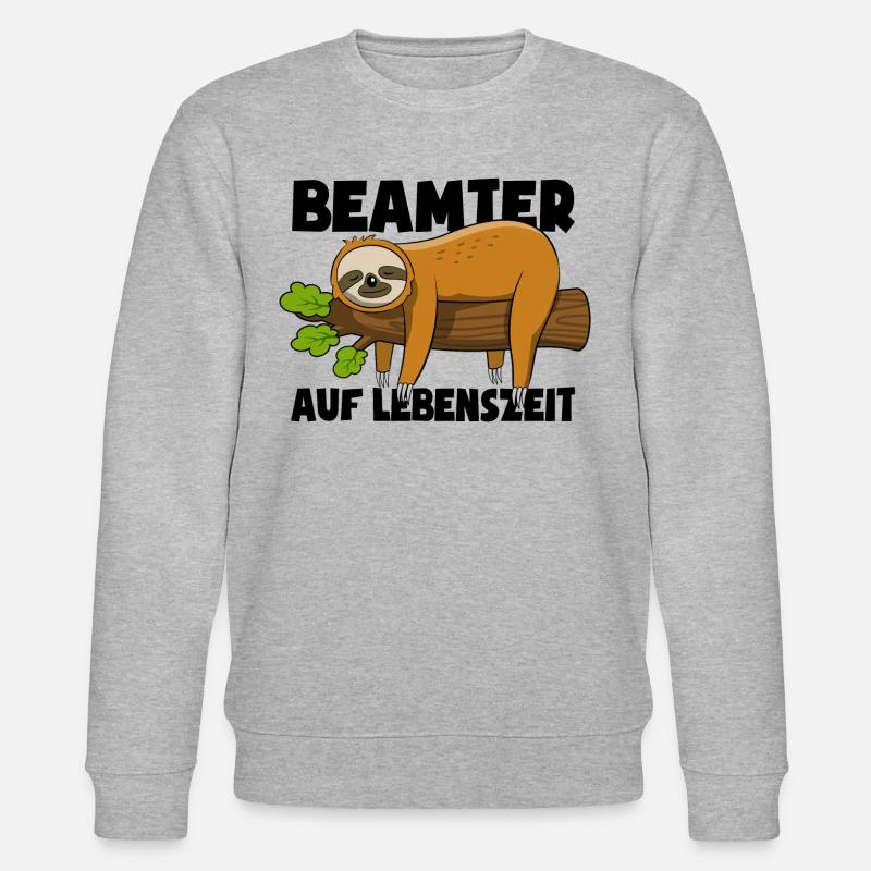 Faultier Beamter auf Lebenszeit - Spruch - Stanley/Stella Unisex Bio-Sweatshirt CHANGER  - Grau meliert