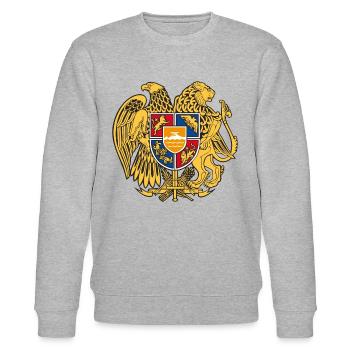 03 Armenien Wappen Armenia Армения T-Shirts - Stanley/Stella Unisex Bio-Sweatshirt CHANGER  - Grau meliert - Vorne - Nik (191cm) & Marisol (170cm)