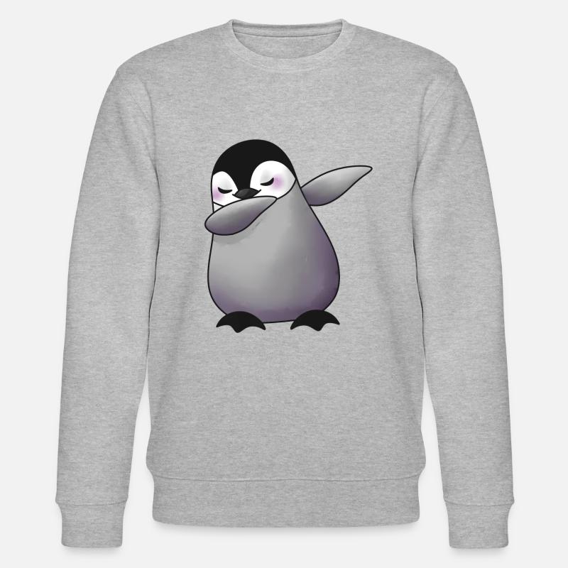 Süßer dabbing Pinguin Tier - Stanley/Stella Unisex Bio-Sweatshirt CHANGER  - Grau meliert