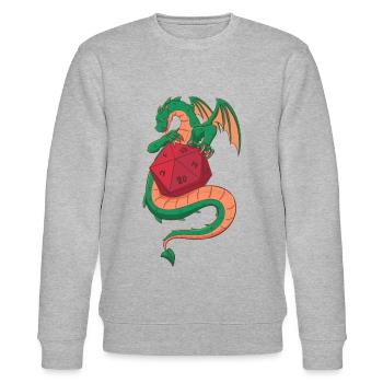 Dragon & D20 (Role-playing games) - Stanley/Stella CHANGER Unisex Organic Sweatshirt - heather grey - Front - Nik (191cm) & Marisol (170cm)