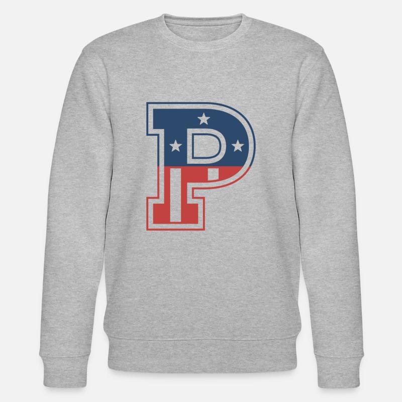 Buchstabe P USA - Stanley/Stella Unisex Bio-Sweatshirt CHANGER  - Grau meliert