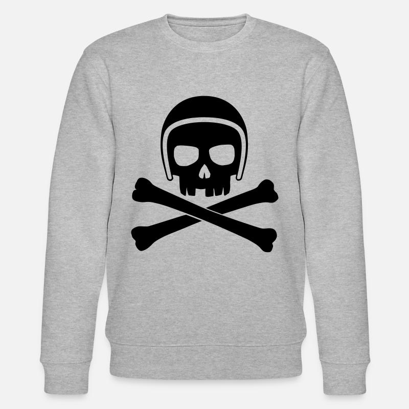 Totenkopf mit Helm schwarz - Stanley/Stella Unisex Bio-Sweatshirt CHANGER  - Grau meliert