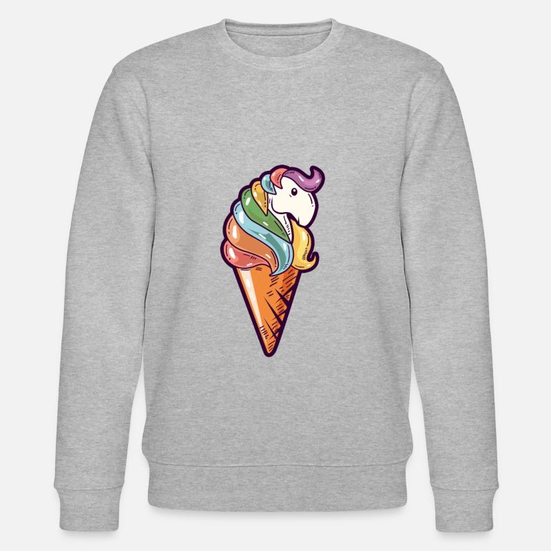 Pferd Eiskugel Regenbogen Eis - Stanley/Stella Unisex Bio-Sweatshirt CHANGER  - Grau meliert