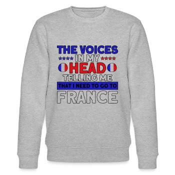French Flag French Roots Gift - Stanley/Stella CHANGER Unisex Organic Sweatshirt - heather grey - Front - Nik (191cm) & Marisol (170cm)