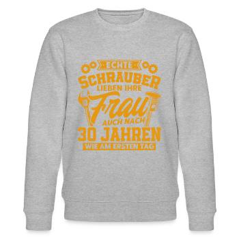 Perlenhochzeit Ehepaar 30. Hochzeitstag Geschenk - Stanley/Stella Unisex Bio-Sweatshirt CHANGER  - Grau meliert - Vorne - Nik (191cm) & Marisol (170cm)