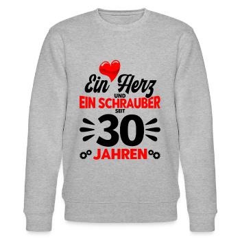 Perlenhochzeit Ehepaar 30. Hochzeitstag Geschenk - Stanley/Stella Unisex Bio-Sweatshirt CHANGER  - Grau meliert - Vorne - Nik (191cm) & Marisol (170cm)