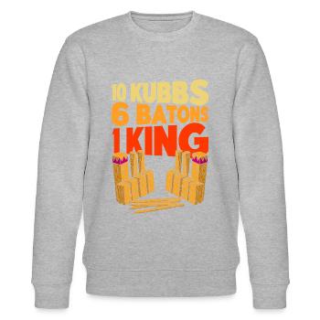Kubb 10 Kubbs 6 Stöcke 1 König Geschenk - Stanley/Stella Unisex Bio-Sweatshirt CHANGER  - Grau meliert - Vorne - Nik (191cm) & Marisol (170cm)
