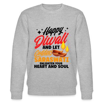 Diwali Hindus Sikh Fest der Lichter Geschenk - Stanley/Stella Unisex Bio-Sweatshirt CHANGER  - Grau meliert - Vorne - Nik (191cm) & Marisol (170cm)