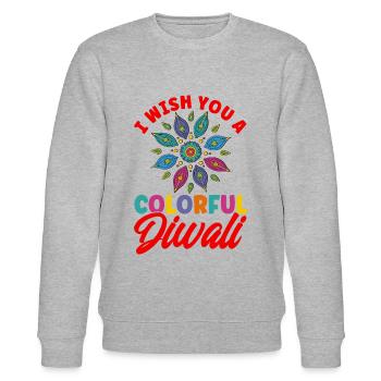 Diwali Hindus Sikh Fest der Lichter Geschenk - Stanley/Stella Unisex Bio-Sweatshirt CHANGER  - Grau meliert - Vorne - Nik (191cm) & Marisol (170cm)