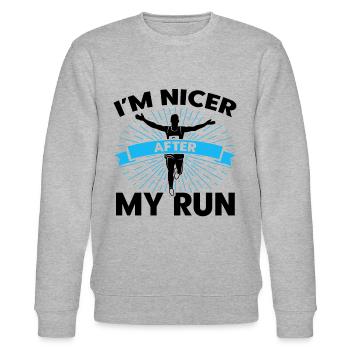 Running Runner Jogger Gift - Stanley/Stella CHANGER Unisex Organic Sweatshirt - heather grey - Front - Nik (191cm) & Marisol (170cm)