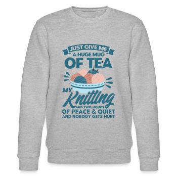 Stricken Stoff Stricken Garn stricken Geschenk - Stanley/Stella Unisex Bio-Sweatshirt CHANGER  - Grau meliert - Vorne - Nik (191cm) & Marisol (170cm)