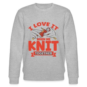 Stricken Stricken Stricken Liebhaber Geschenk - Stanley/Stella Unisex Bio-Sweatshirt CHANGER  - Grau meliert - Vorne - Nik (191cm) & Marisol (170cm)