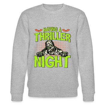 Horror Halloween Thriller Nacht Mumie Gruselig - Stanley/Stella Unisex Bio-Sweatshirt CHANGER  - Grau meliert - Vorne - Nik (191cm) & Marisol (170cm)