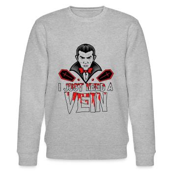 Horror Halloween Brauche eine Vene Gruselig - Stanley/Stella Unisex Bio-Sweatshirt CHANGER  - Grau meliert - Vorne - Nik (191cm) & Marisol (170cm)