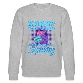 Stricken Stricken Liebhaber Stricken Geschenk - Stanley/Stella Unisex Bio-Sweatshirt CHANGER  - Grau meliert - Vorne - Nik (191cm) & Marisol (170cm)