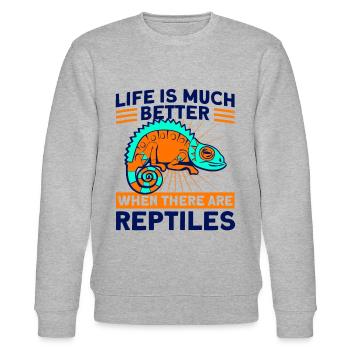 Reptilienliebhaber Reptil Schlange Geschenk - Stanley/Stella Unisex Bio-Sweatshirt CHANGER  - Grau meliert - Vorne - Nik (191cm) & Marisol (170cm)