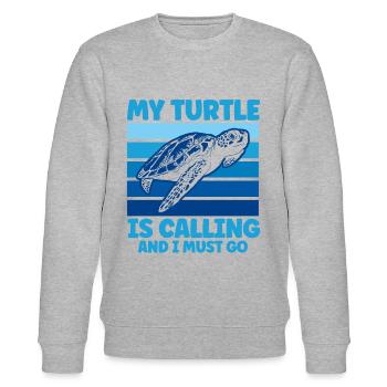 Turtle Keeping Sea Turtle Turtles - Stanley/Stella CHANGER Unisex Organic Sweatshirt - heather grey - Front - Nik (191cm) & Marisol (170cm)