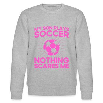 Mutter Sportfan Fußball Geschenk - Stanley/Stella Unisex Bio-Sweatshirt CHANGER  - Grau meliert - Vorne - Nik (191cm) & Marisol (170cm)