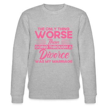 Ex Partner Divorce Divorced gift - Stanley/Stella CHANGER Unisex Organic Sweatshirt - heather grey - Front - Nik (191cm) & Marisol (170cm)