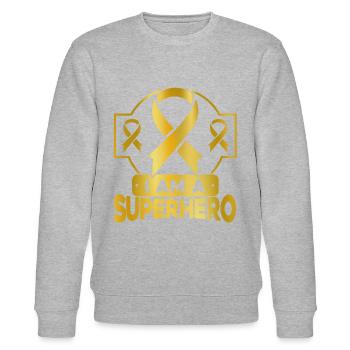 Krebs im Kindesalter Unterstützung bei Krebs im Ki - Stanley/Stella Unisex Bio-Sweatshirt CHANGER  - Grau meliert - Vorne - Nik (191cm) & Marisol (170cm)