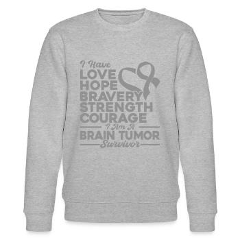 Brain Tumor Awareness Brain Tumor Survivor Gray - Stanley/Stella CHANGER Unisex Organic Sweatshirt - heather grey - Front - Nik (191cm) & Marisol (170cm)
