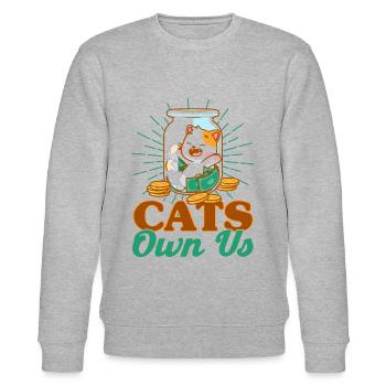 Katzen Sprüche Katze Katzen Liebhaber Geschenk - Stanley/Stella Unisex Bio-Sweatshirt CHANGER  - Grau meliert - Vorne - Nik (191cm) & Marisol (170cm)