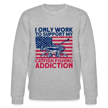 Ich arbeite Angeln zu finanzieren Welsangeln Gesch - Stanley/Stella Unisex Bio-Sweatshirt CHANGER  - Grau meliert - Vorne - Nik (191cm) & Marisol (170cm)
