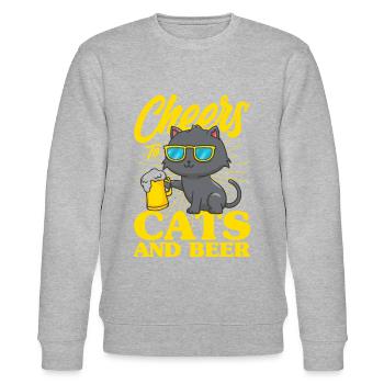 Chat Chat Parents Chats Dictons Cadeau - Sweat bio CHANGER Stanley/Stella Unisexe - gris chiné - Devant - Nik (191cm) & Marisol (170cm)