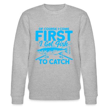 First I need to catch fish fishing gift - Stanley/Stella CHANGER Unisex Organic Sweatshirt - heather grey - Front - Nik (191cm) & Marisol (170cm)