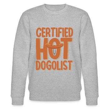 Zertifizierter Hot Dog-Liebhaber Hot Dog Geschenk - Stanley/Stella Unisex Bio-Sweatshirt CHANGER  - Grau meliert - Vorne - Nik (191cm) & Marisol (170cm)