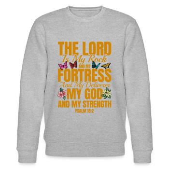 Religiös Inspirierend Bibelvers Geschenk - Stanley/Stella Unisex Bio-Sweatshirt CHANGER  - Grau meliert - Vorne - Nik (191cm) & Marisol (170cm)
