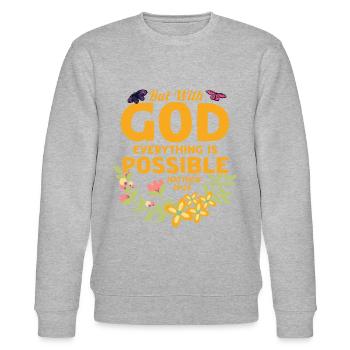 Jesus Gott Christlich Bibelvers Geschenk - Stanley/Stella Unisex Bio-Sweatshirt CHANGER  - Grau meliert - Vorne - Nik (191cm) & Marisol (170cm)