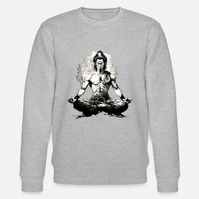 Meditierender Krieger - Stanley/Stella Unisex Bio-Sweatshirt CHANGER  - Grau meliert