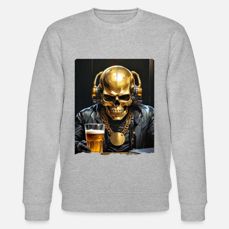 Bier Skull 0.7 - Stanley/Stella Unisex Bio-Sweatshirt CHANGER  - Grau meliert